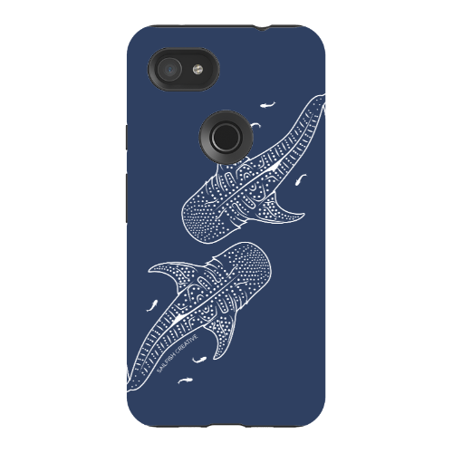 Google Pixel Tough Phone Case - Whale Sharks Outline Navy - Sailfish Creative