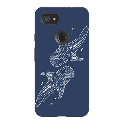 Google Pixel Tough Phone Case - Whale Sharks Outline Navy - Sailfish Creative