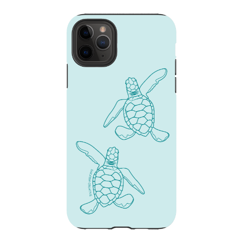 iPhone Tough Phone Case - Turtle Hatchlings Outline Teal - Sailfish Creative
