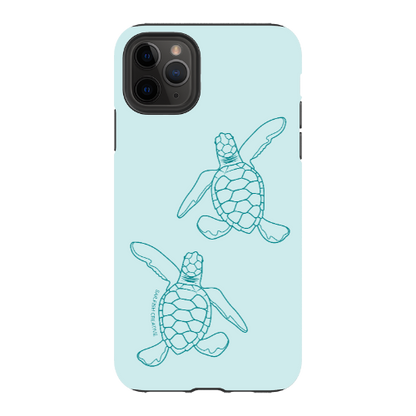 iPhone Tough Phone Case - Turtle Hatchlings Outline Teal - Sailfish Creative
