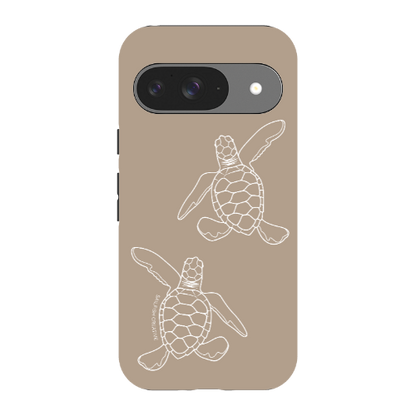 Google Pixel Tough Phone Case - Turtle Hatchlings Outline Natural