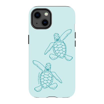 iPhone Tough Phone Case - Turtle Hatchlings Outline Teal - Sailfish Creative