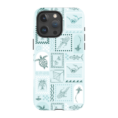 iPhone MagSafe Tough Phone Case - Arches Print Teal