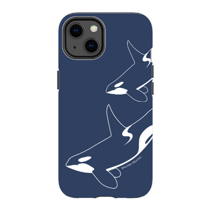 iPhone Tough Phone Case - Orca Outline Navy