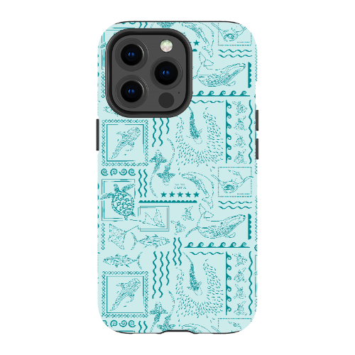 iPhone MagSafe Tough Phone Case - Busy Print Teal