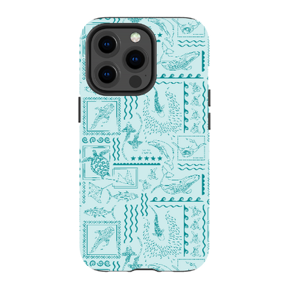 iPhone MagSafe Tough Phone Case - Busy Print Teal