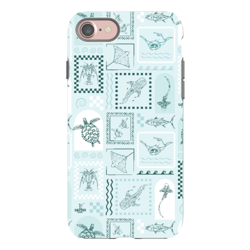 iPhone Tough Phone Case - Arches Print Teal