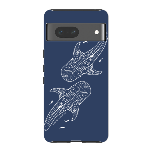 Google Pixel Tough Phone Case - Whale Sharks Outline Navy - Sailfish Creative