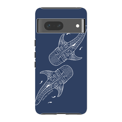 Google Pixel Tough Phone Case - Whale Sharks Outline Navy - Sailfish Creative