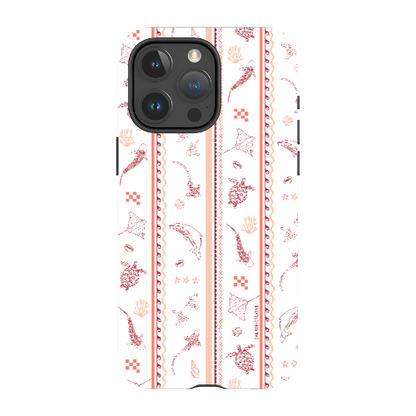 iPhone MagSafe Tough Phone Case - Candy Stripes Coral