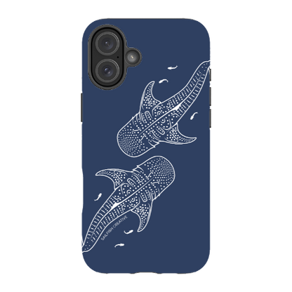 iPhone MagSafe Tough Case - Whale Sharks Outline Navy - Sailfish Creative