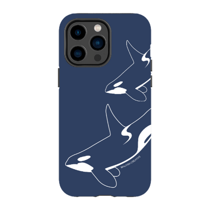 iPhone Tough Phone Case - Orca Outline Navy