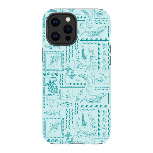 iPhone Tough Phone Case - Busy Print Teal