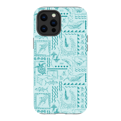 iPhone Tough Phone Case - Busy Print Teal