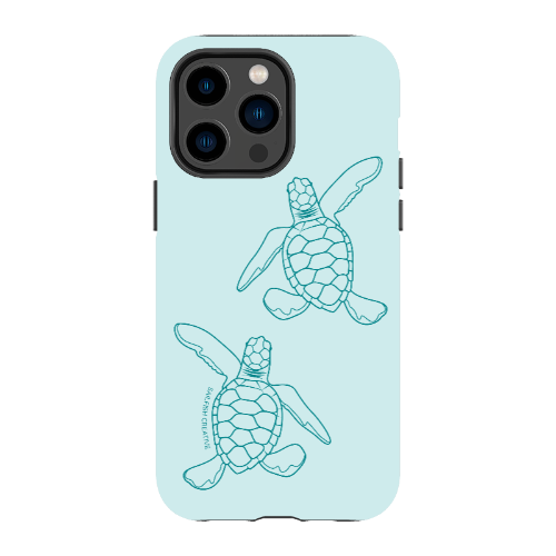 iPhone Tough Phone Case - Turtle Hatchlings Outline Teal - Sailfish Creative