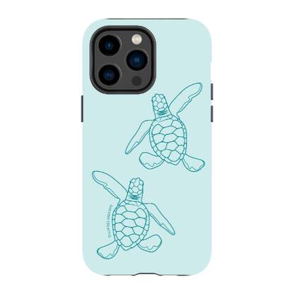 iPhone Tough Phone Case - Turtle Hatchlings Outline Teal - Sailfish Creative