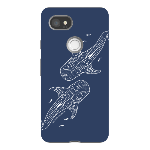 Google Pixel Tough Phone Case - Whale Sharks Outline Navy - Sailfish Creative