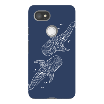 Google Pixel Tough Phone Case - Whale Sharks Outline Navy - Sailfish Creative