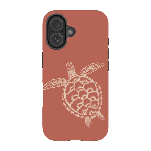 iPhone Tough Case - Turtle Outline Rusty Coral