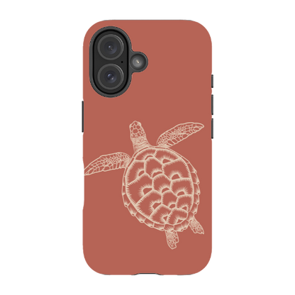 iPhone Tough Case - Turtle Outline Rusty Coral