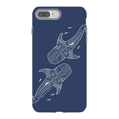 iPhone Tough Phone Case - Whale Sharks Outline Navy - Sailfish Creative