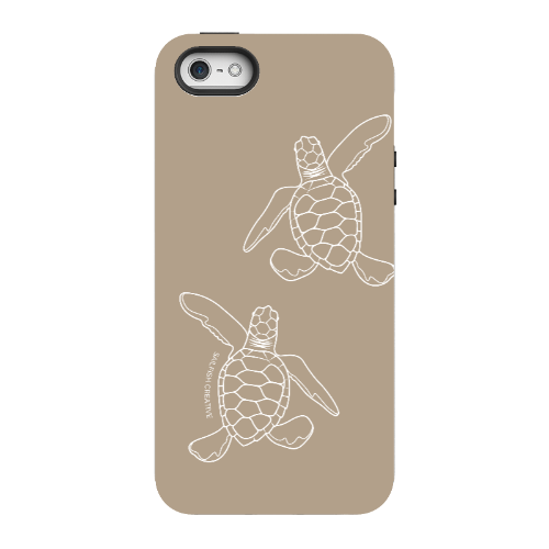 iPhone Tough Phone Case - Turtle Hatchlings Outline Natural