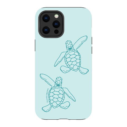 iPhone Tough Phone Case - Turtle Hatchlings Outline Teal - Sailfish Creative