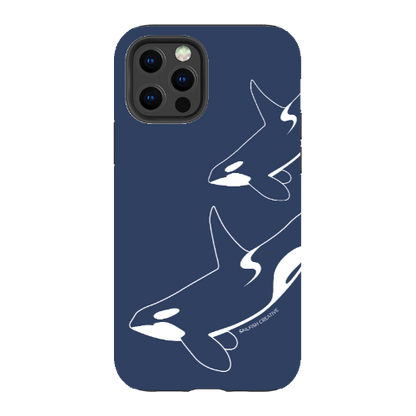 iPhone Tough Phone Case - Orca Outline Navy
