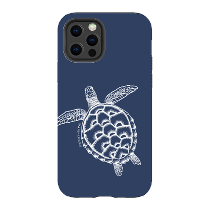 iPhone Tough Phone Case - Turtle Outline Navy - Sailfish Creative
