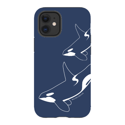 iPhone Tough Phone Case - Orca Outline Navy