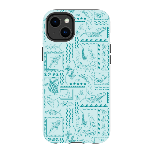 iPhone Tough Phone Case - Busy Print Teal
