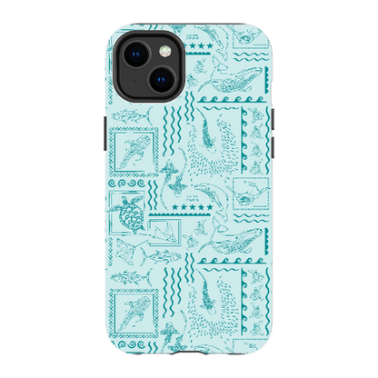 iPhone Tough Phone Case - Busy Print Teal