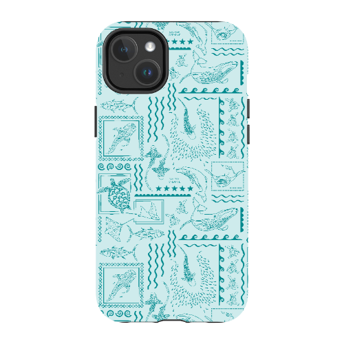 iPhone MagSafe Tough Phone Case - Busy Print Teal