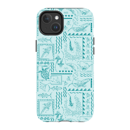 iPhone MagSafe Tough Phone Case - Busy Print Teal