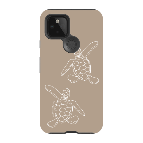 Google Pixel Tough Phone Case - Turtle Hatchlings Outline Natural