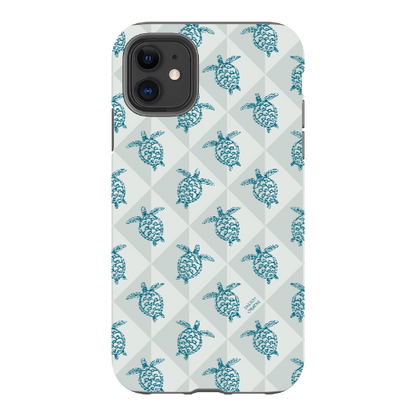 iPhone Tough Phone Case - Turtle Diamonds Coastal Storm