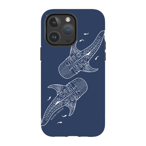 iPhone MagSafe Tough Case - Whale Sharks Outline Navy - Sailfish Creative