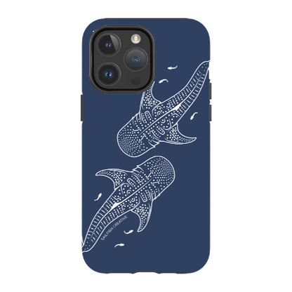 iPhone MagSafe Tough Case - Whale Sharks Outline Navy - Sailfish Creative