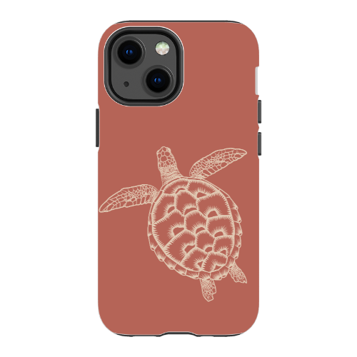 iPhone Tough Case - Turtle Outline Rusty Coral