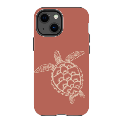 iPhone Tough Case - Turtle Outline Rusty Coral