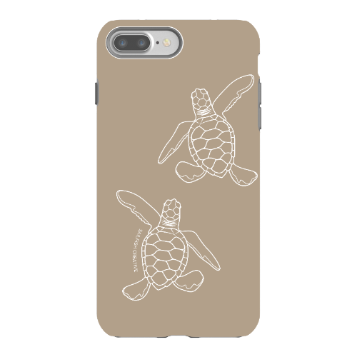 iPhone Tough Phone Case - Turtle Hatchlings Outline Natural - Sailfish Creative