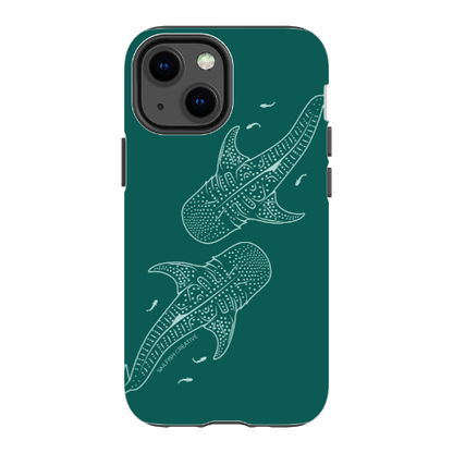 iPhone Tough Case - Whale Sharks Outline Emerald