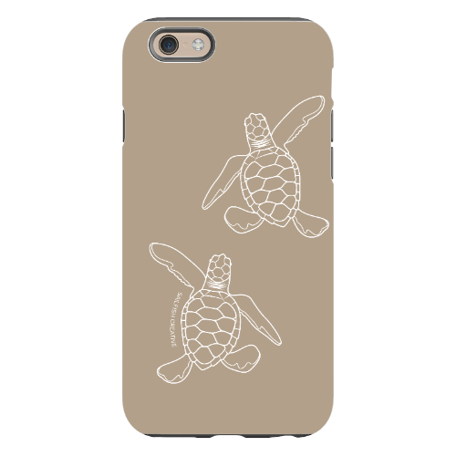 iPhone Tough Phone Case - Turtle Hatchlings Outline Natural - Sailfish Creative