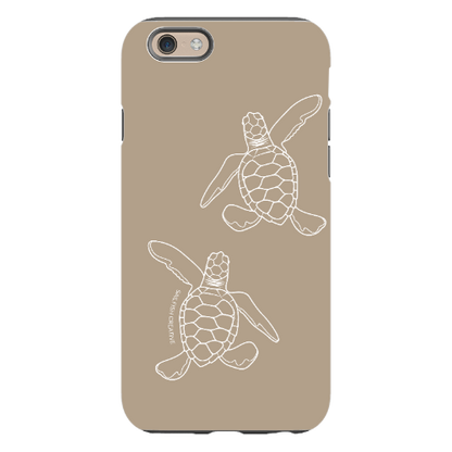iPhone Tough Phone Case - Turtle Hatchlings Outline Natural - Sailfish Creative