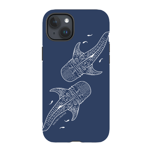 iPhone Tough Phone Case - Whale Sharks Outline Navy - Sailfish Creative