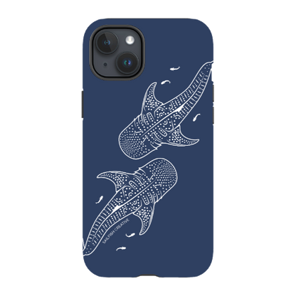 iPhone Tough Phone Case - Whale Sharks Outline Navy - Sailfish Creative