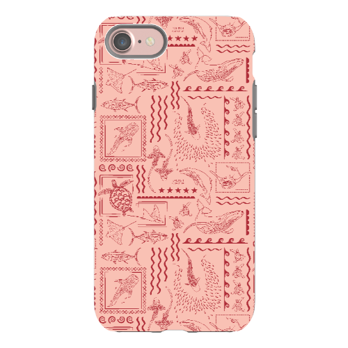 iPhone Tough Phone Case - Busy Print Coral