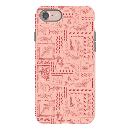 iPhone Tough Phone Case - Busy Print Coral