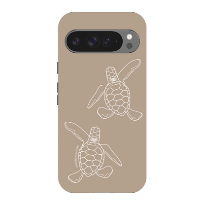 Google Pixel Tough Phone Case - Turtle Hatchlings Outline Natural