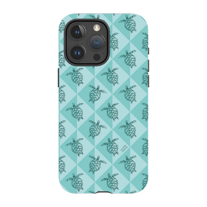 iPhone MagSafe Tough Phone Case - Turtle Diamonds Teal